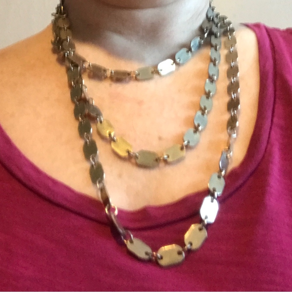 Authentic Vintage 1970s Metal Extra Long Necklace